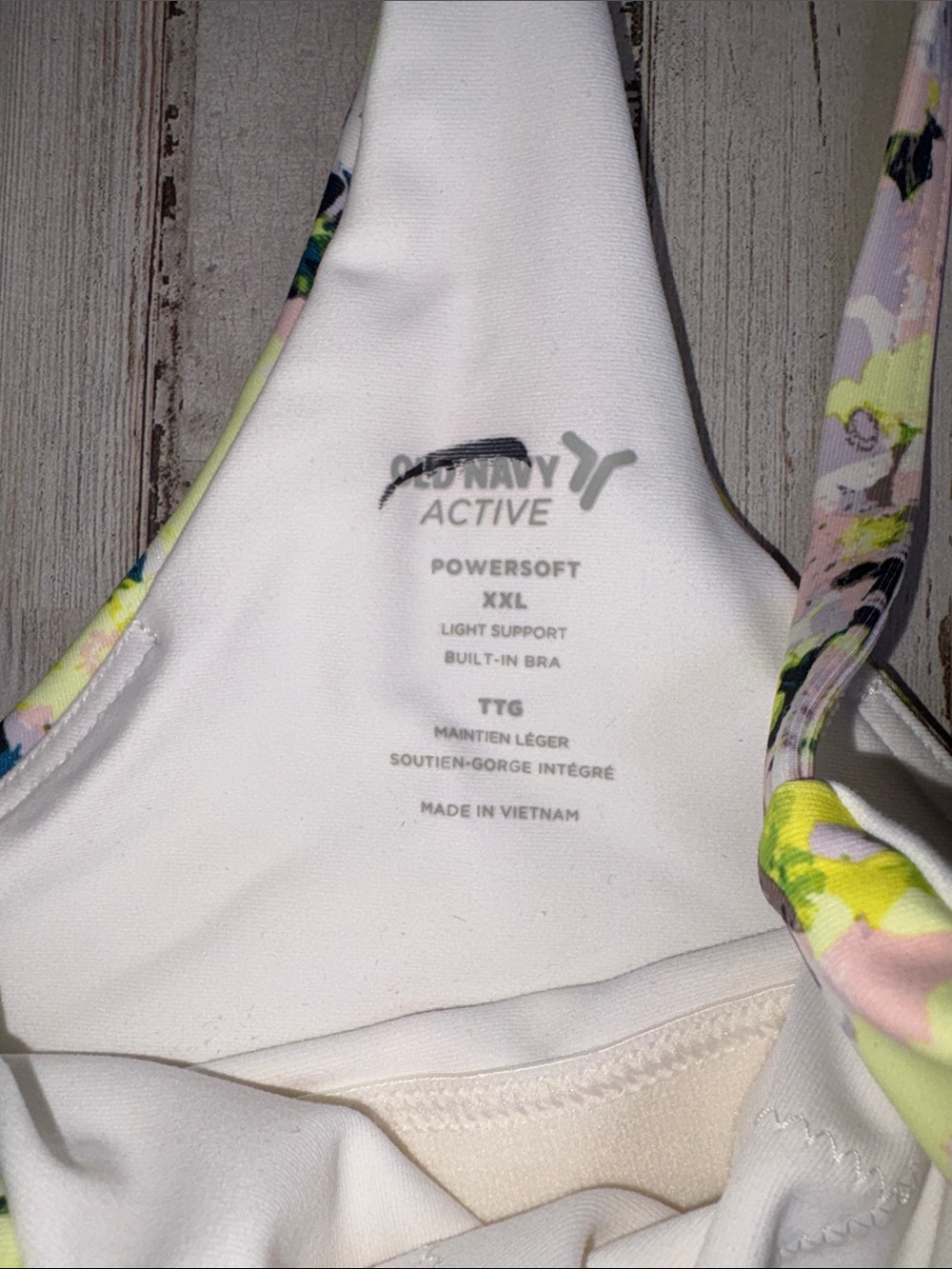Old Navy Active Powersoft Neon Floral  Built-in-Bra Yellow & Green Plus Sz XXL - Picture 2 of 13
